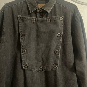 Black denim Military type  shirt with front panel- used a few times